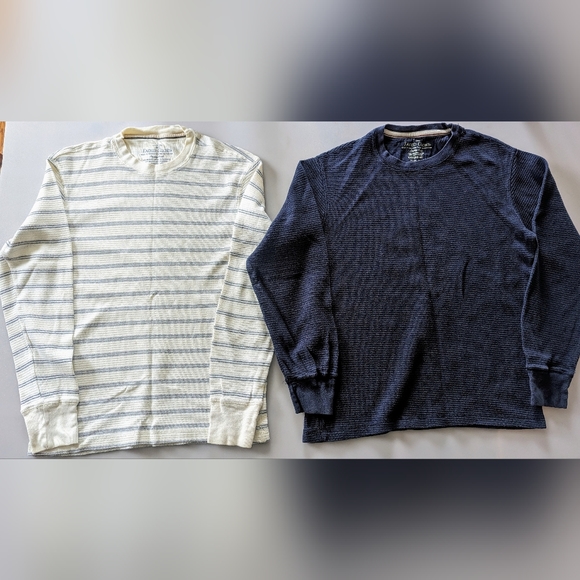 Set of 2 Faded Glory Men's Crew Neck Long Sleeve Thermal Henley Shirts Sz Small - Picture 1 of 11